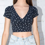Dropshipping Crop Top 2020 Brandy Melville Shirt Female Short Sleeve Tops V-Neck Vest Women Tops Women 2020 Brandy Melville Tops