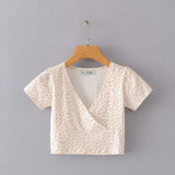 Dropshipping Crop Top 2020 Brandy Melville Shirt Female Short Sleeve Tops V-Neck Vest Women Tops Women 2020 Brandy Melville Tops