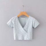 Dropshipping Crop Top 2020 Brandy Melville Shirt Female Short Sleeve Tops V-Neck Vest Women Tops Women 2020 Brandy Melville Tops