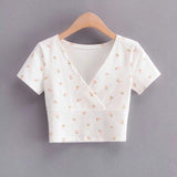 Dropshipping Crop Top 2020 Brandy Melville Shirt Female Short Sleeve Tops V-Neck Vest Women Tops Women 2020 Brandy Melville Tops