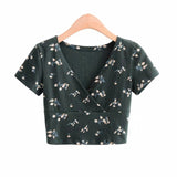 Dropshipping Crop Top 2020 Brandy Melville Shirt Female Short Sleeve Tops V-Neck Vest Women Tops Women 2020 Brandy Melville Tops